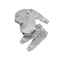 thumbnail image 1 of Ropa de rayas acanaladas para bebés, trajes para niños pequeños, Pelele de algodón suave de manga larga, pantalones, conjunto de 2 piezas, prendas de vestir para niños pequeños, Otoño, nuevo, 1 of 4