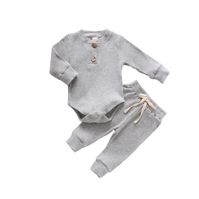 Ropa de rayas acanaladas para bebés, trajes para niños pequeños, Pelele de algodón suave de manga larga, pantalones, conjunto de 2 piezas, prendas de vestir para niños pequeños, Otoño, nuevo