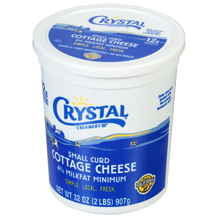 Crystal Creamery Small Curd 4% Milk Fat Cottage Cheese Plastic Tub 32 oz