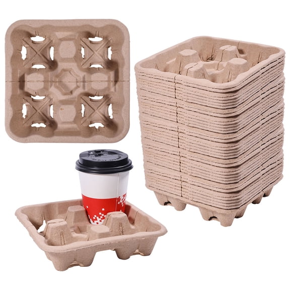 4 Cup Drink Carrier Drink Cup Holder (Case of 120) Coffee Take Out Trays for 8-32 Ounce Drink Hot and Cold Drinks Food Delivery