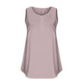 thumbnail image 4 of Diufon Plus Size Womens Vest Summer Solid Color Pleated Tops V Neck Sleeveless Button Tees, 4 of 5