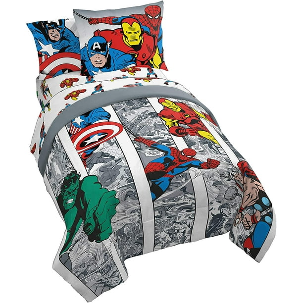 Jay Franco Marvel Avengers Comic Cool 7 Piece Full Bed Set Includes Comforter Sheet Set