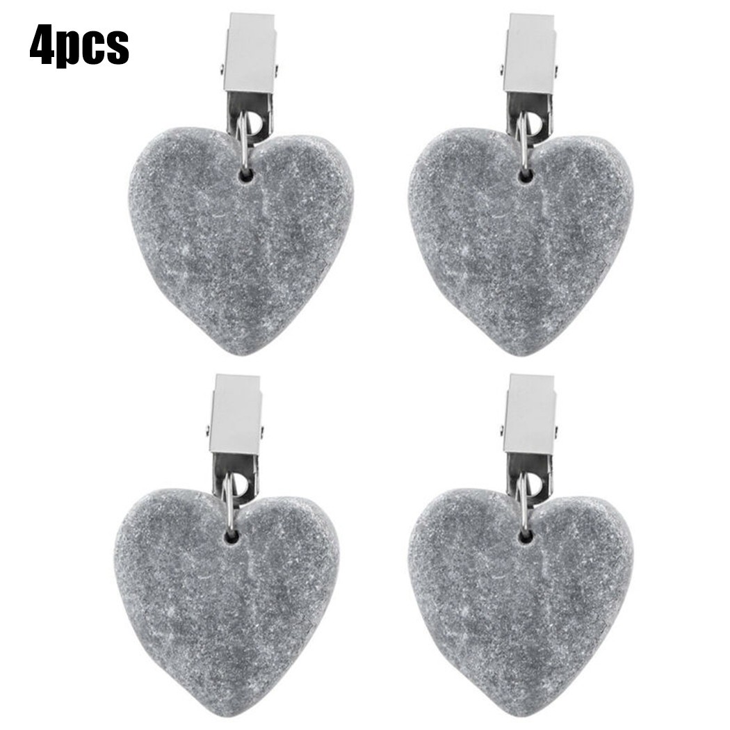 QIFEI 4 Stone Tablecloth Weights w/Metal Clips Clamps for Outdoor Table