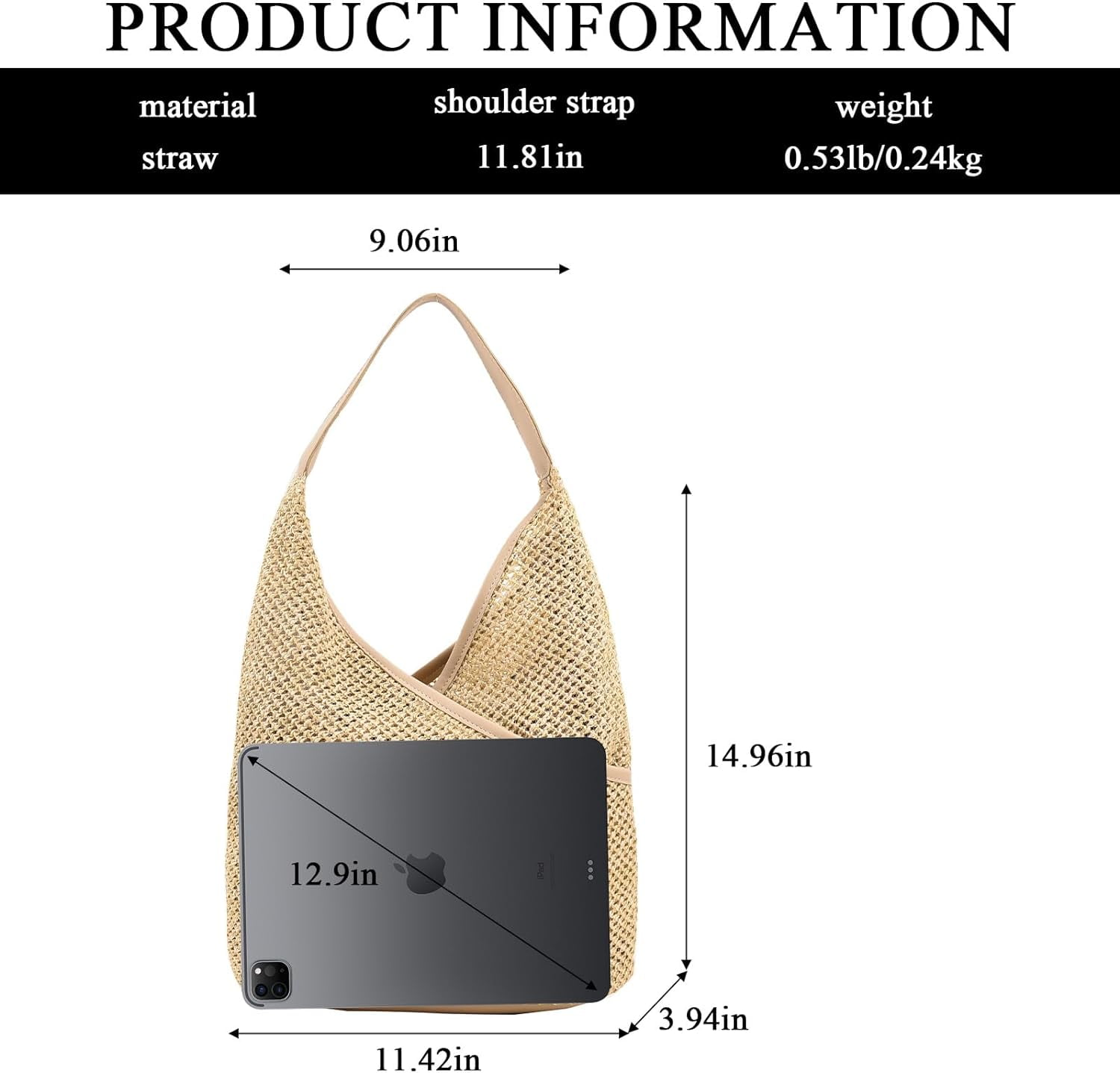 BURIBURI Straw Bags for Women, Summer Straw Purse Crochet Beach Bag Tote Bag Aesthetic Trendy Straw Shoulder Handbags