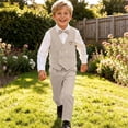 thumbnail image 7 of Toddler Kids Baby Boys Classical formal Suit Gentleman Outfit 4 Piece Long Sleeve Shirt with Bowtie + Vest + Pants Overalls Clothes Khaki 5-6Years, 7 of 7
