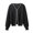 Black, variant on Open Front Knitted Cardigan Crew Collar Long Sleeve Sweater Coat with Faux Pearls Trim Solid Color Warm Outerwear