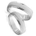 thumbnail image 2 of Pompeii3 White Gold Brushed Wedding Band Set Matching Men's Women's Rings 14k 6/5MM, 2 of 5