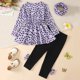 thumbnail image 3 of Gibobby Conjunto de Sudadera y Leggings de Lana Ropa de bebé niña niño otoño invierno trajes conjunto de manga larga camisas tops pantalón diadema 3 piezas(Morado, 3-4 Años), 3 of 5