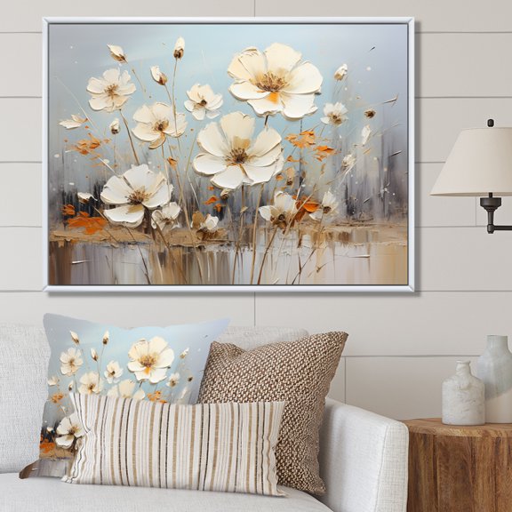 Designart "Meadow Of Spring II" Floral Floater Framed Canvas Wall Art