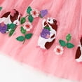 thumbnail image 6 of Girls Tulle Dress Kids Guinea Pig Embroidery Cotton Ruffle Sleeve Crew Neck Birthday Party Dress Pink,Size 6 T, 6 of 9