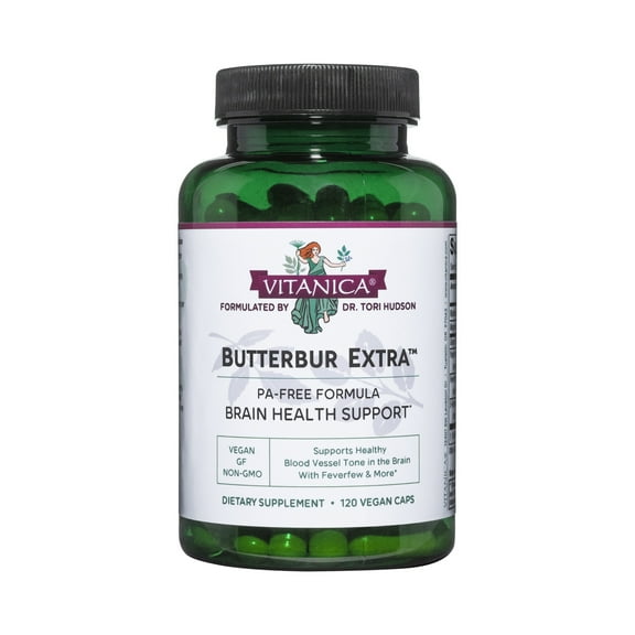 Vitanica Butterbur Extra, Brain Chemistry and Vessel Support, Vegan, 120 Capsules