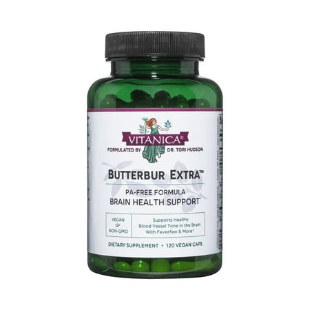 Vitanica Butterbur Extra, Brain Chemistry and Vessel Support, Vegan, 120 Capsules