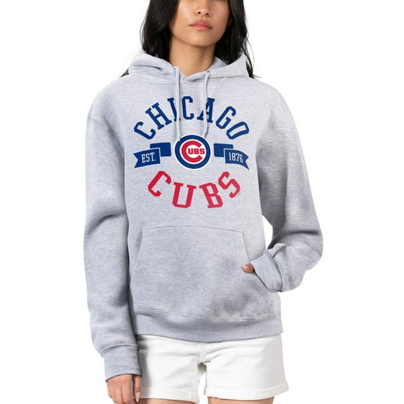 Women's G-III 4Her by Carl Banks Heather Gray Chicago Cubs City Graphic Pullover Hoodie