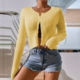 thumbnail image 2 of Vedolay Womens Sweater Open Front Casual Solid Color Knit Coat Sweaters 2023 Yellow,L, 2 of 5