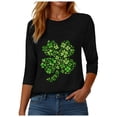 thumbnail image 5 of felwors St Patricks Day Shirt Women 2025 Casual Plus Size 3/4 Sleeve Irish Clover Shirts Funny Saint Patrick's Tunic Tops (Black, S), 5 of 8