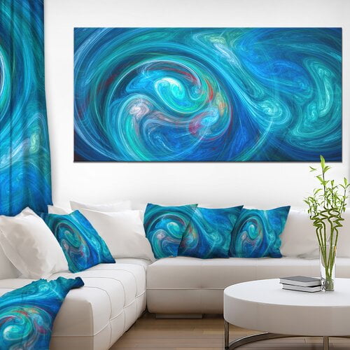Designart 'Dark Blue Fractal Abstract Texture ' Oversized Abstract Canvas Wall Art