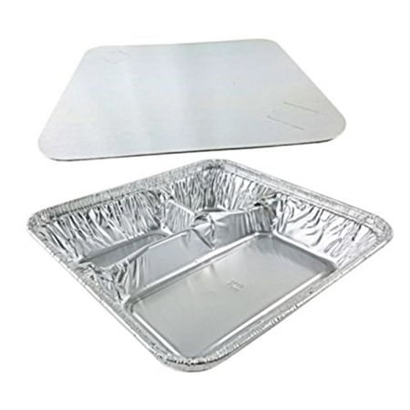 

Handi-Foil Large 3-Compartment Oblong Tv Dinner Aluminum Tray Pan w/Lid 50/Pk (pack of 50)