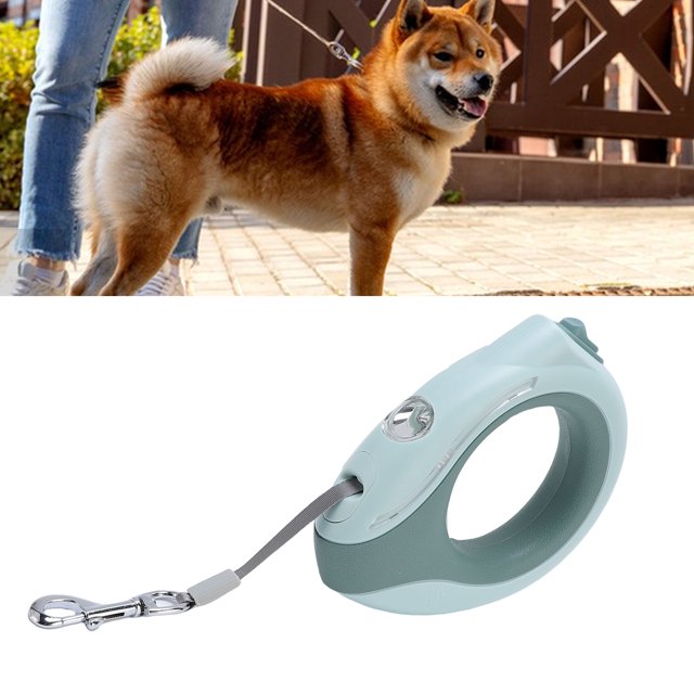 Automatic Retractable Pet Leash, Sturdy Colorful LED Light Ergonomic Handle Retractable Dog Leash for Small Medium Dogs Green