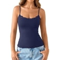 thumbnail image 2 of Wrongduck Women's Double Lined Lace Tank Top Sleeveless Fitted Cami Adjustable Strap Layering Fashion Top, 2 of 13