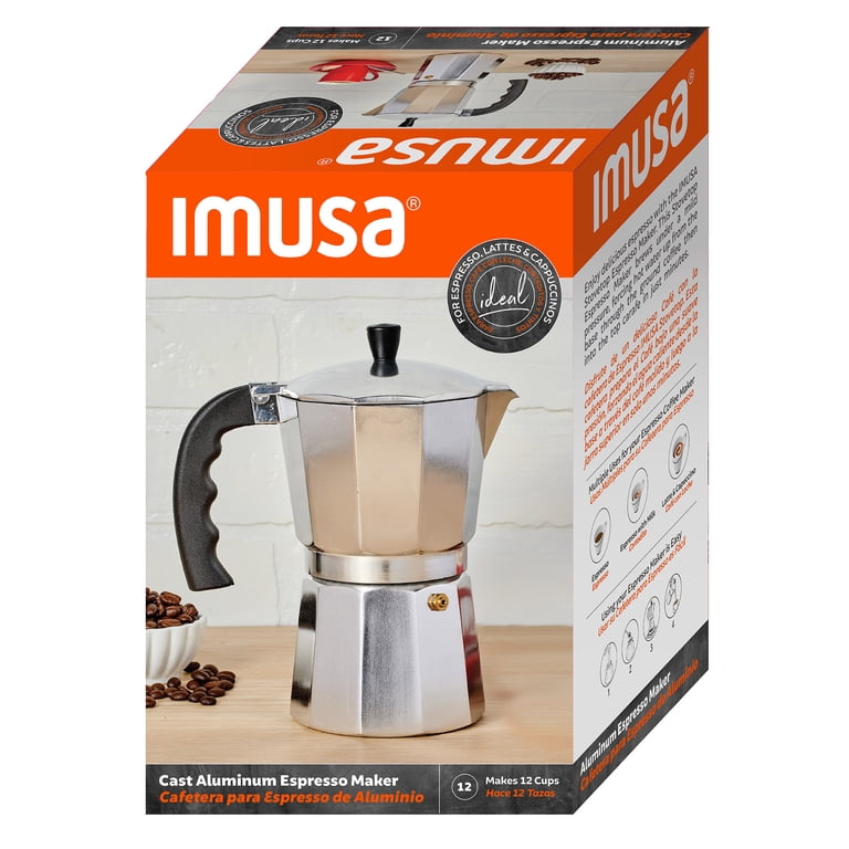 【mimoza】 IMUSA 12-Cup Stovetop Espresso Maker, Cast Aluminum Moka Pot