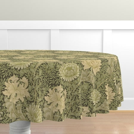 

Cotton Sateen Tablecloth 90 Round - Flowers Floral Antique Victorian Romantic Art Nouveau Edwardian Print Custom Table Linens by Spoonflower