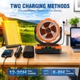 thumbnail image 4 of Rechargeable Solar Fan, Solar Camping Fan with LED Lantern, Portable Fan with Solar Panel, Battery Operated Powered Outdoor Tent Fans for Picnic, Barbecue, Fishing, Travel, 4 of 8