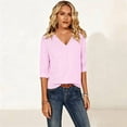 thumbnail image 6 of Zysthvn Women's Tops 3/4 Sleeve Length Striped Fall Lightweight Casual Womens Tshirts V Neck Loose Fit Tops, 6 of 8