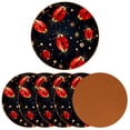 thumbnail image 2 of Seven Starred Ladybird Set of 6 Microfiber Leather Round Coasters, 11x11 cm/4.3x4.3 in - Drink Coasters for Home and Office Use, 2 of 6