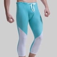 thumbnail image 2 of RongHuan Swim Pants for Men 3/4 Leg Tights Color Block Swimwear Athletic Pants Running Basketball Sports Swimwear Sky Blue M, 2 of 5