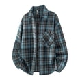 thumbnail image 2 of Big & Tall Men Button-up Shirts Plaid Lapel Collar Long Sleeve Loose Fit Fall Casual Basic Daily Lightweight Tops M-5XL, 2 of 5