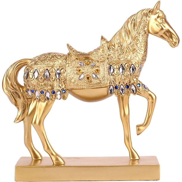 Estatua de Caballo de Resina Zulema Decoración de Escritorio Dorado 29x8x27cm