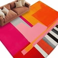 thumbnail image 2 of Pink Orange Area Rug 5x8 FT, Non Slip Bedroom Throw Carpet, Geometric Modern Abstract Oil Painting Washable Soft Floor Carpet Non-Shedding Rug for Living Room Nursery Dorm Office, 2 of 9