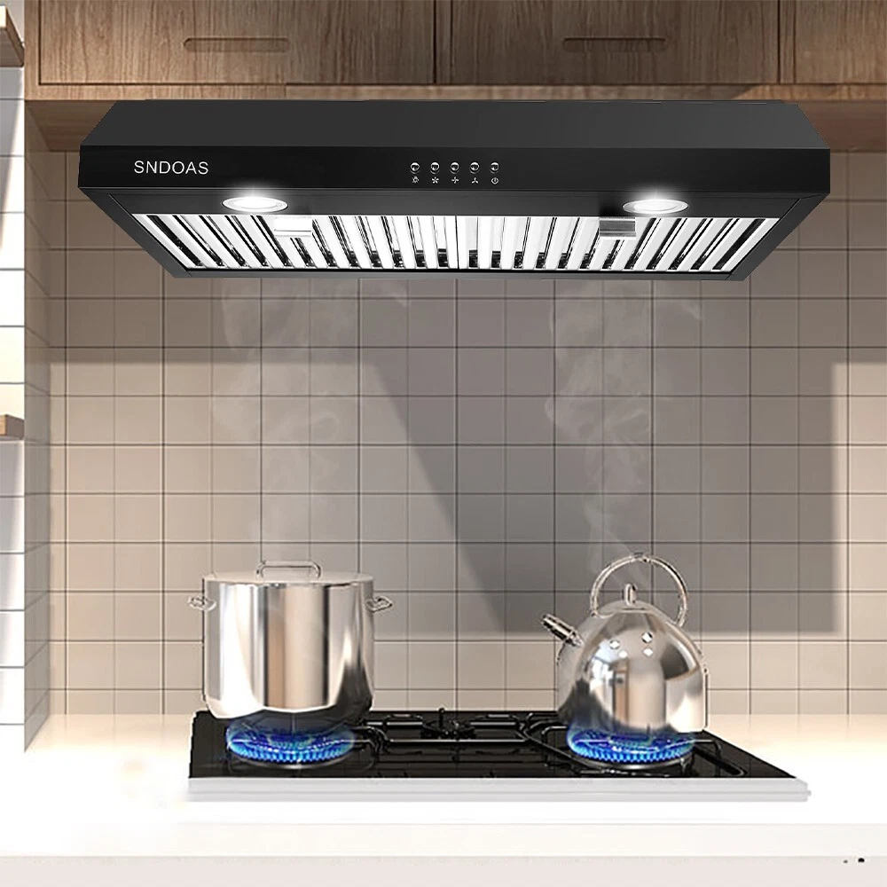 Range Hood Range hood 30 inch Vent Hood 600CFM Range hood Kitchen Powerful 3-Speed Fan w/ LEDs