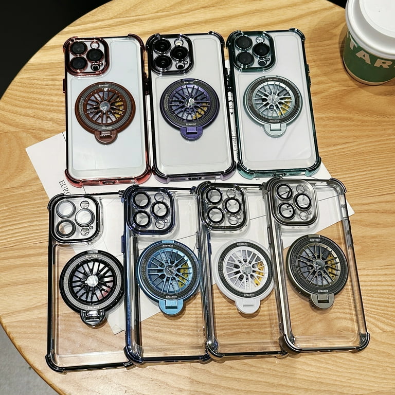 for iPhone 15 Pro Max Plating Case with Rotating Gyroscope