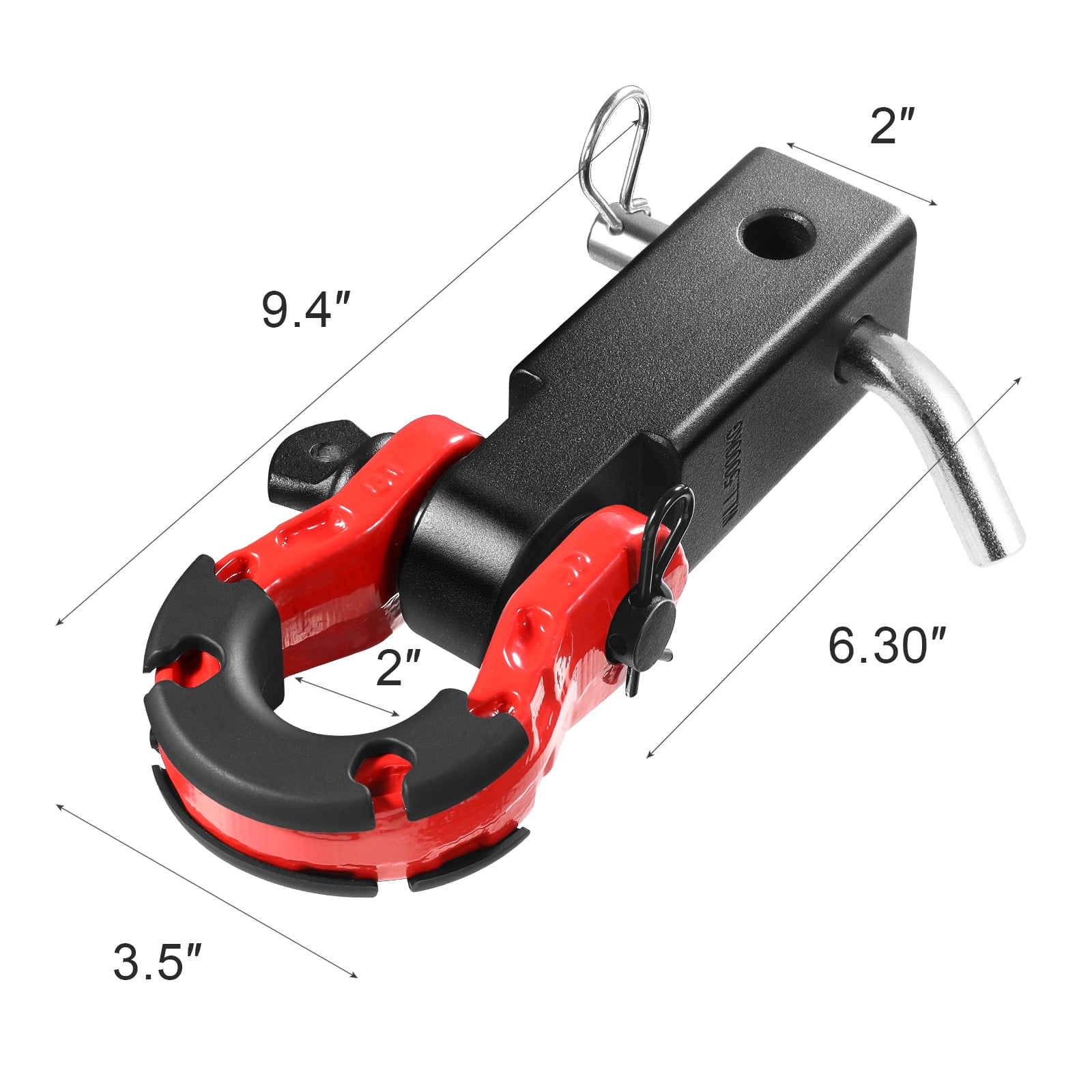 VEVOR Shackle Hitch Receiver, Fits 2" Receivers, 65900 lbs Breaking Strength, D Ring Shackle with Trailer Hitch Lock Pin, Heavy Duty Towing Accessories for Trucks, Jeeps, Off-Road Vehicle Recovery