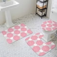 thumbnail image 2 of Abstract Dahlia Bathroom Rugs Set Vintage Pink Country Farmhouse Classic Non Slip Absorbent Soft Bath Mats 3 Piece Set with Bathroom Rug, U-Shaped Floor Mat, Toilet Seat Cover Small Size, 2 of 9