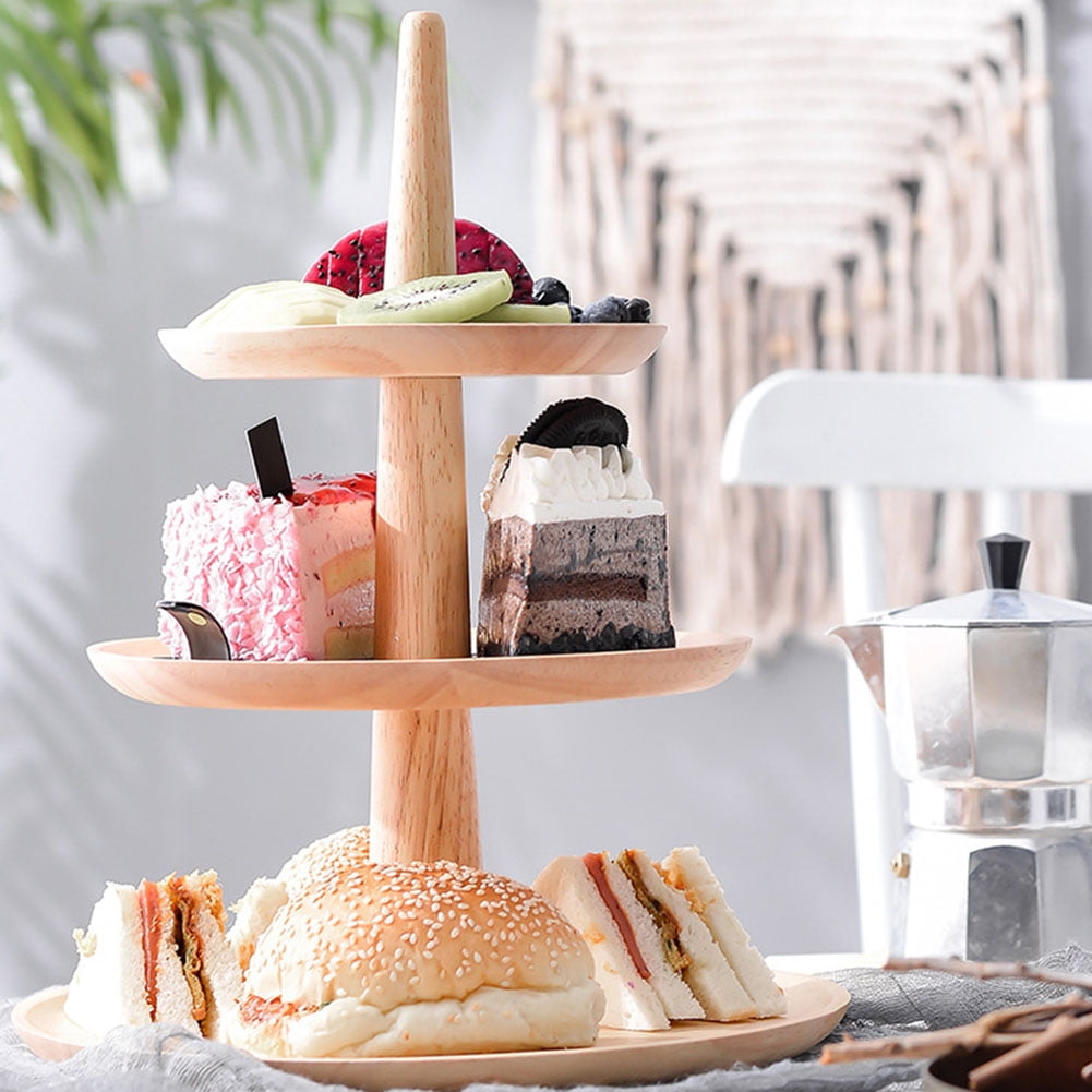 3 Tier Cake Stand Wooden Serving Tray Fruit Platter Elegant Wedding Cupcake Holder Wooden Cheese Dish Salad Plates Walmart Com Walmart Com