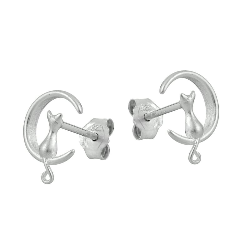 Cute Sitting Kitty Cat Stud Earrings Sterling Silver Cute Sitting Kitty Cat Stud Earrings Sterling Silver