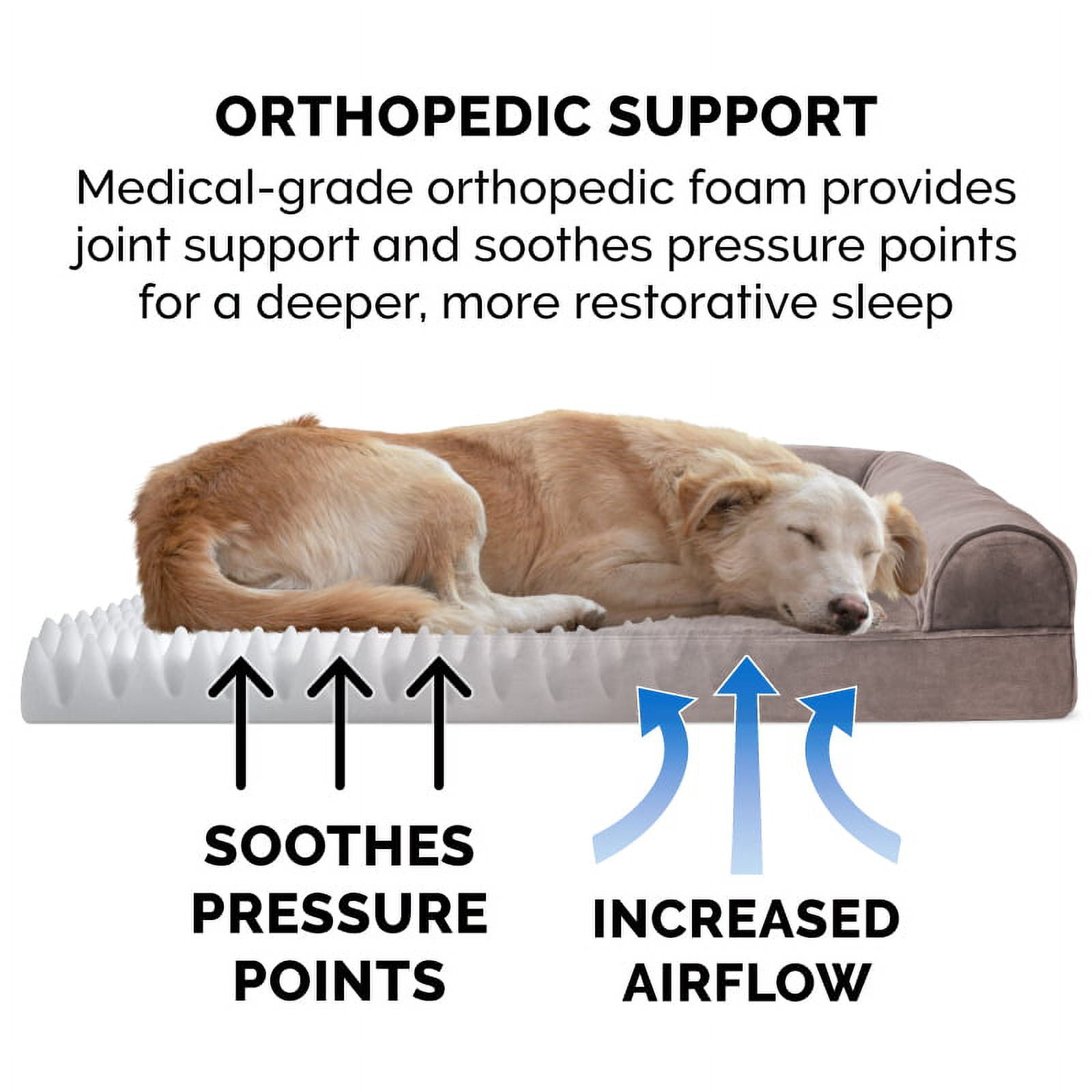 FurHaven Pet Products Faux Fur & Velvet Orthopedic Sofa Pet Bed for Dogs & Cats - Driftwood Brown, Medium
