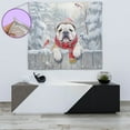 thumbnail image 4 of Playful Bulldog Welcomes Winter Snowy Day with Cardinal Bird Tapestry Dog Lover Gifts Idea Wall Hanging Backdrop Home Decor - 2017, 4 of 5