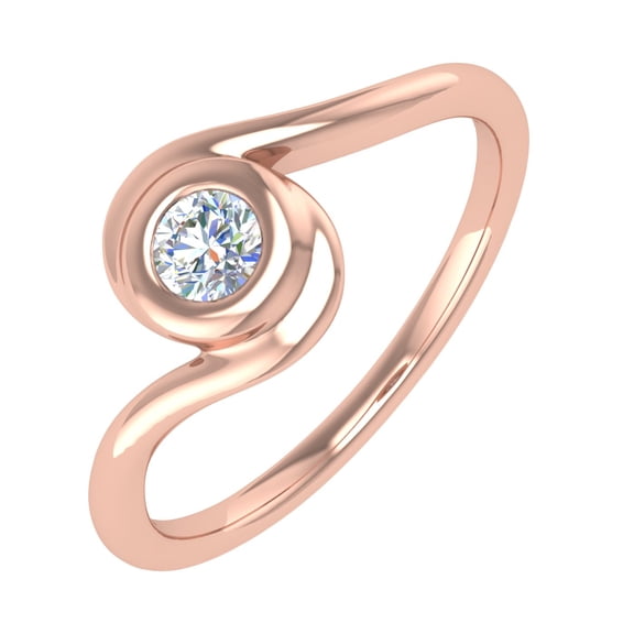 1/5 Carat Bezel Set Diamond Solitaire Engagement Ring Band in 14K Rose Gold (Ring Size 9.75)