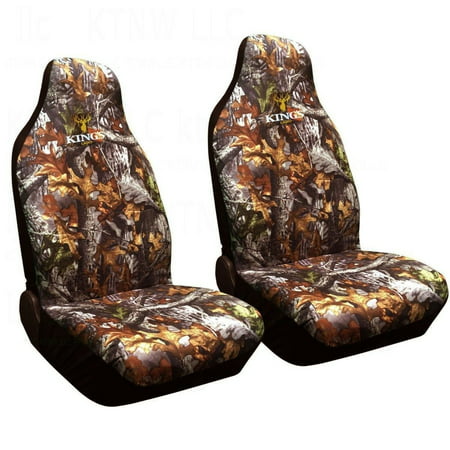 2pc KING'S CAMO WOODLAND SHADOW CAMOUFLAGE  BUCKET SEAT COVERS - UNIVERSAL