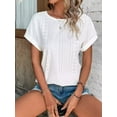 thumbnail image 3 of MORTTIC Women's Eyelet Embroidery Short Sleeve T-Shirt Summer Casual Crewneck Curved Hem Tops, 3 of 5