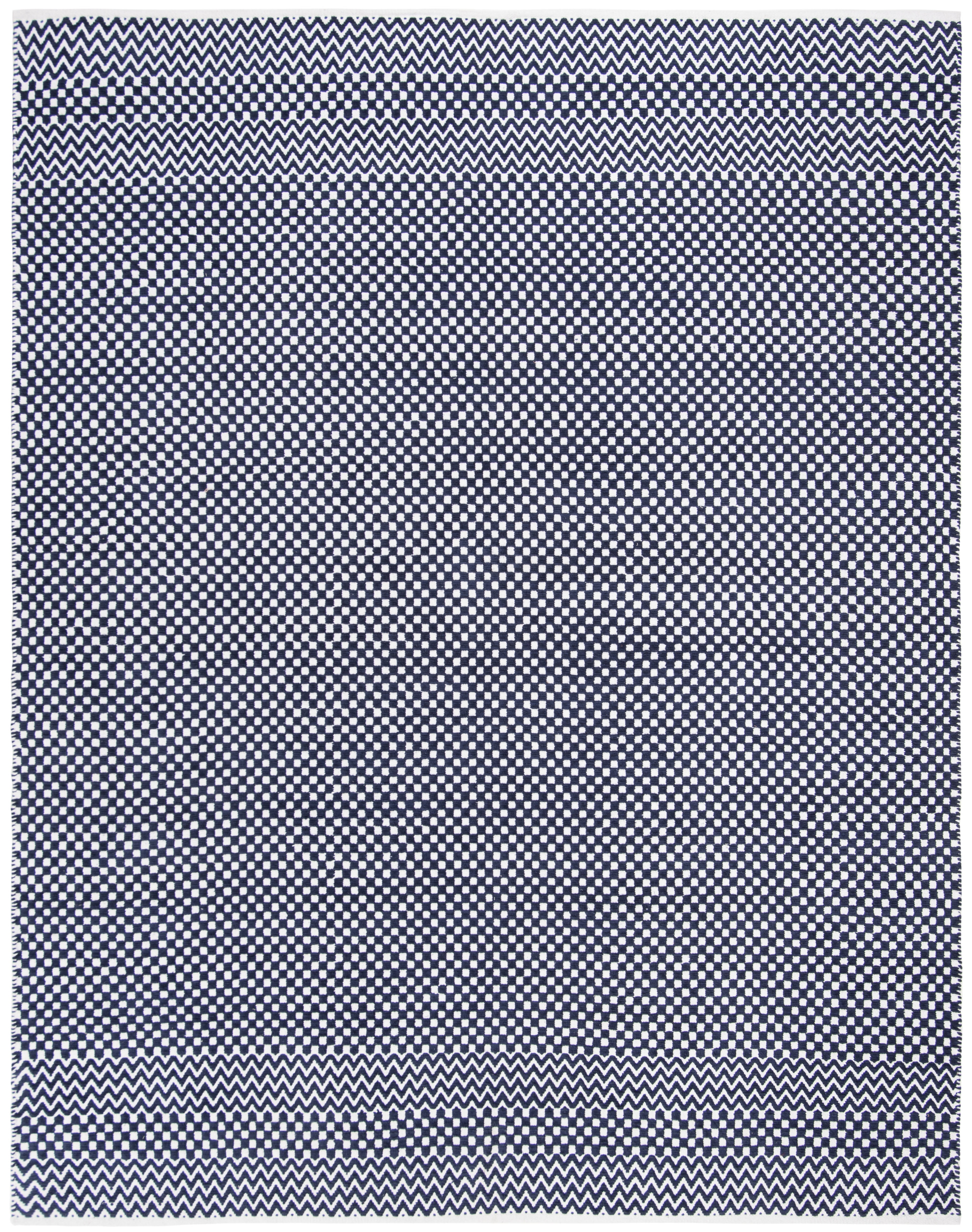 SAFAVIEH Boston Peter Checker Chevron Cotton Area Rug, Navy, 8' x 10'