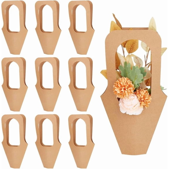 10pcs Flower Gift Bags forValentine's Day Bouquet Bags Kraft Paper Flower Display Bag Floral Wrapping Bags