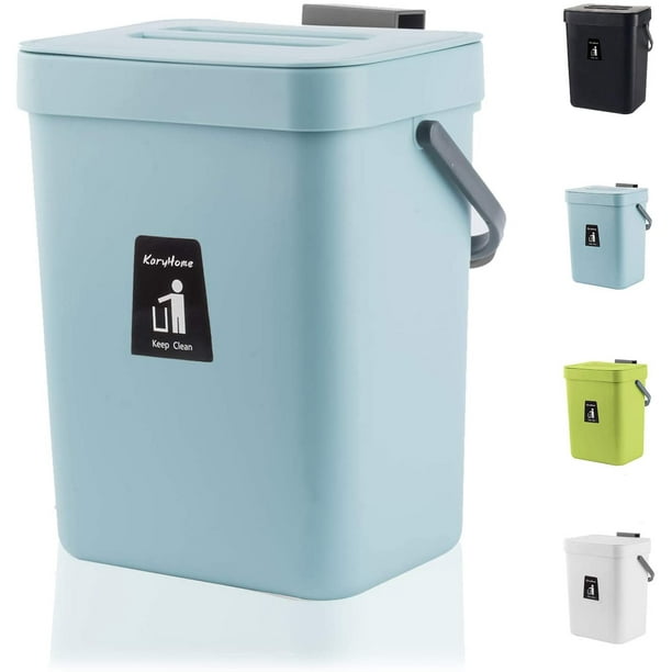 Petite poubelle à compost d'intérieur avec couvercle pour cuisine et plan  de travail 5 litres Bleu : : Cuisine et Maison
