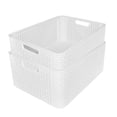 thumbnail image 1 of Paquete De 2 Cajas Organizadoras Duras Tipo Rattan Blanco, 1 of 5