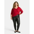 thumbnail image 2 of Terra & Sky Women's Plus Faux Leather Leggings, 22'' Inseam, Sizes 0X-5X, 2 of 5