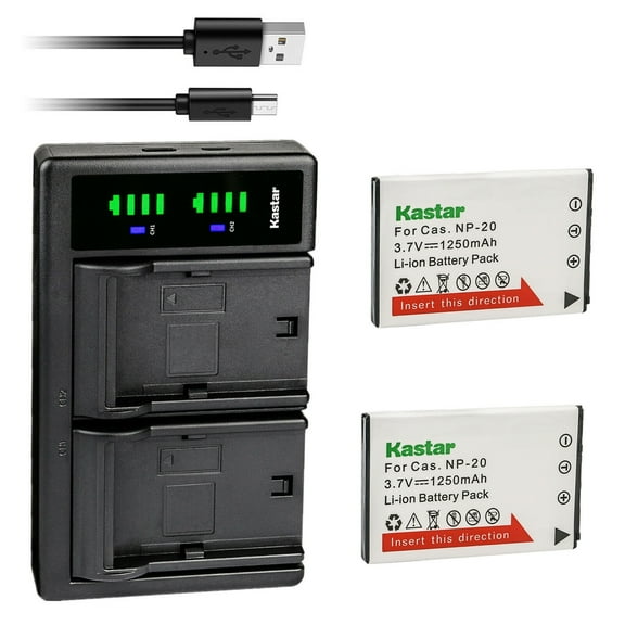Kastar 2-Pack Battery and LTD2 USB Charger Replacement for Casio Exilim EX-S600, Exilim EX-S770, Exilim EX-S880, Exilim EX-Z11, Exilim EX-Z12, Exilim EX-Z3, Exilim EX-Z4, Exilim EX-Z5, Exilim EX-Z6