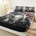 thumbnail image 3 of Homewish 3D Jungle Wolf Twin Sheet Sets, Retro American Flag Twin Fitted Sheet, Western Countryside Flat Sheet, Microfiber Bedroom Decor, 3-Piece, 3 of 7